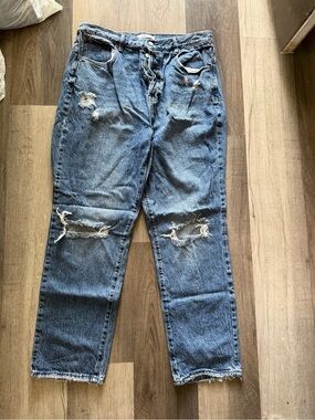 PacSun Women's Distressed Blue Straight-Leg Jeans